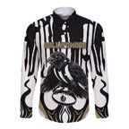 Custom Collingwood Black Long Sleeve Button Shirt Unique Style