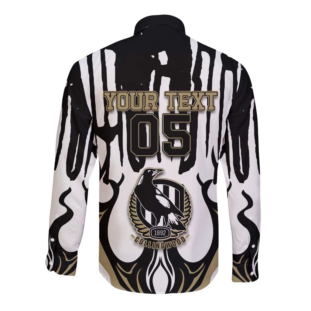 Custom Collingwood Black Long Sleeve Button Shirt Unique Style