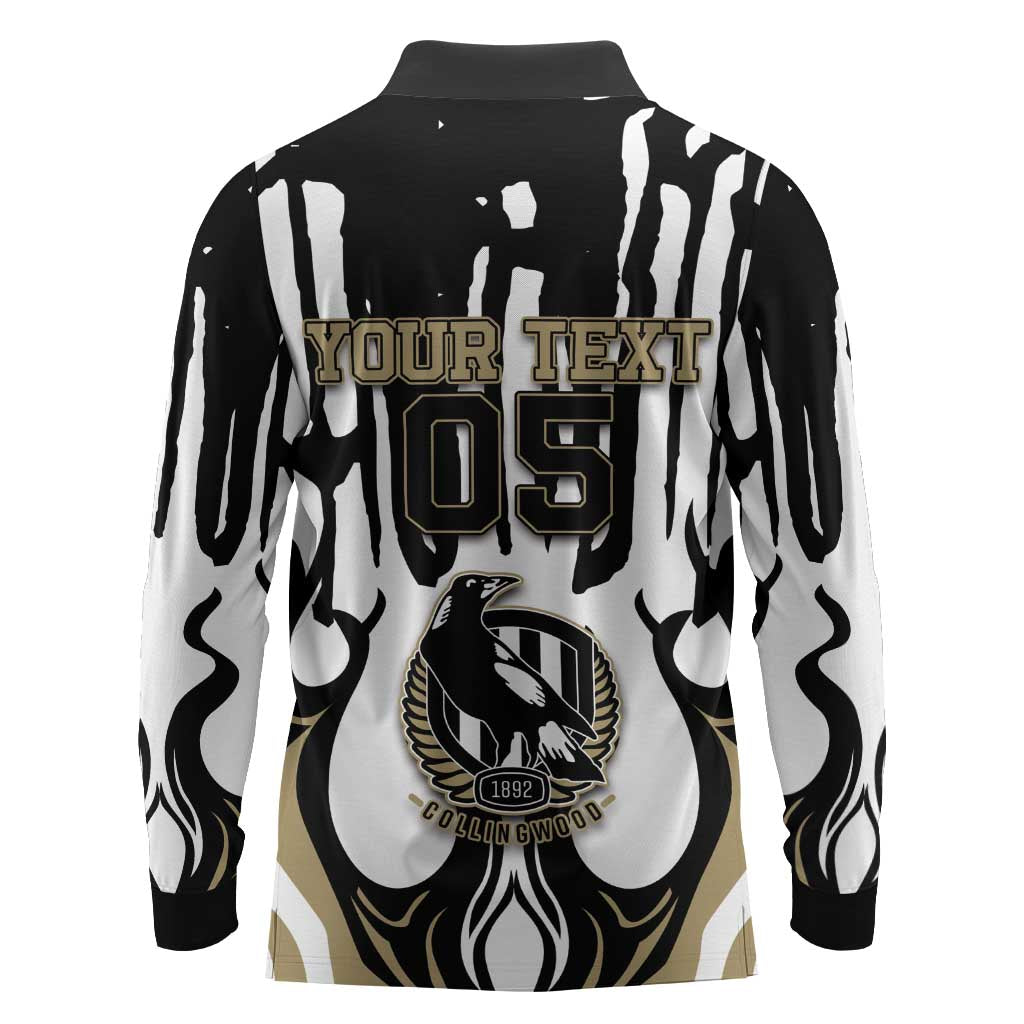 Custom Collingwood Black Long Sleeve Polo Shirt Unique Style