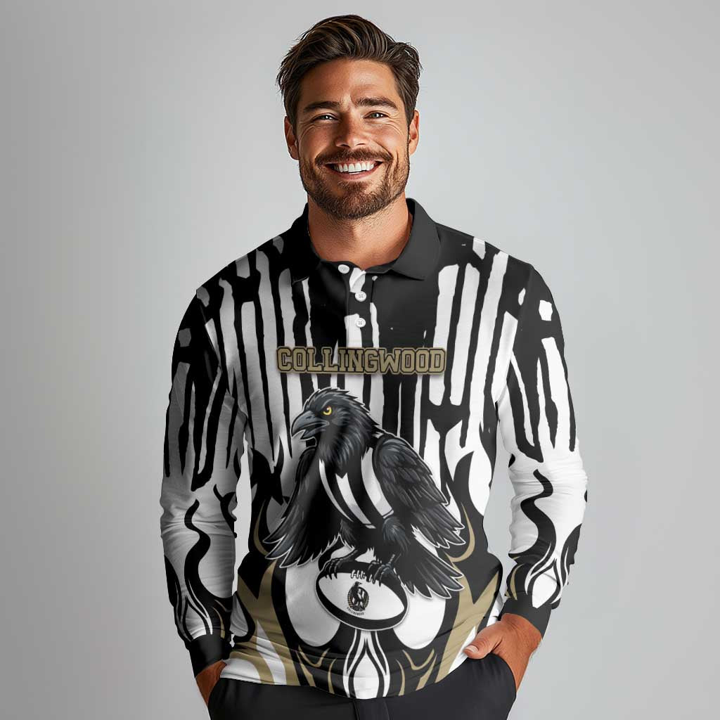 Custom Collingwood Black Long Sleeve Polo Shirt Unique Style