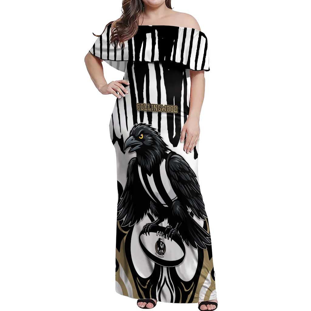 Custom Collingwood Black Off Shoulder Maxi Dress Unique Style