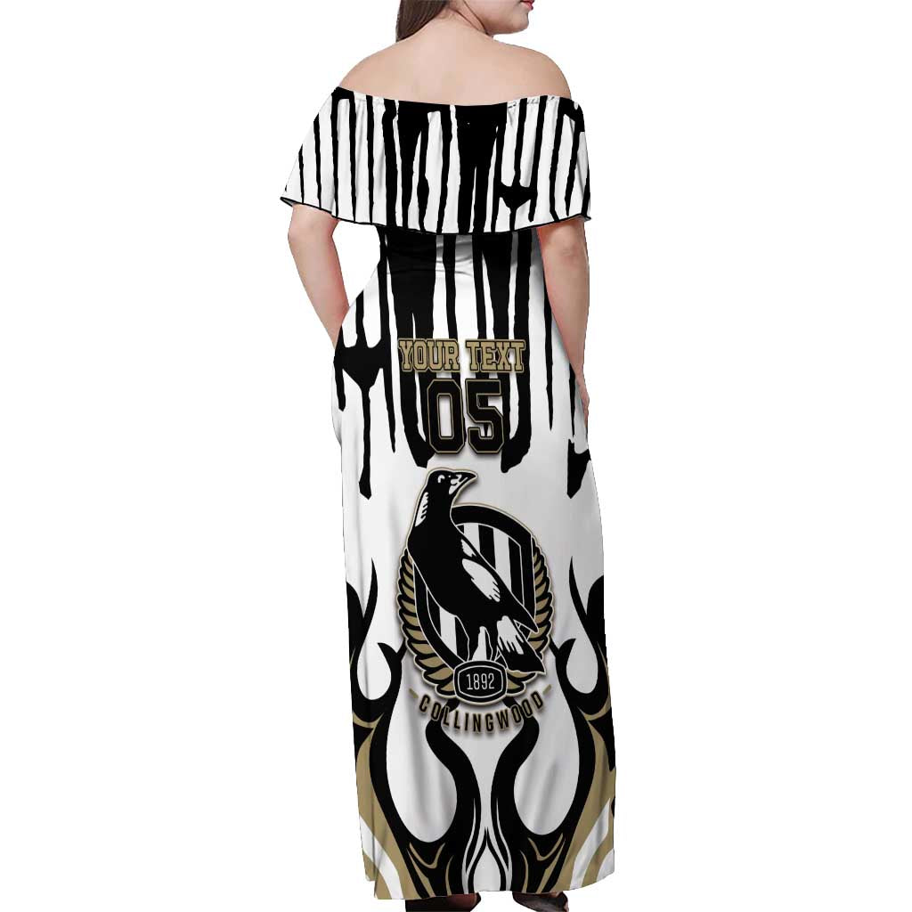 Custom Collingwood Black Off Shoulder Maxi Dress Unique Style