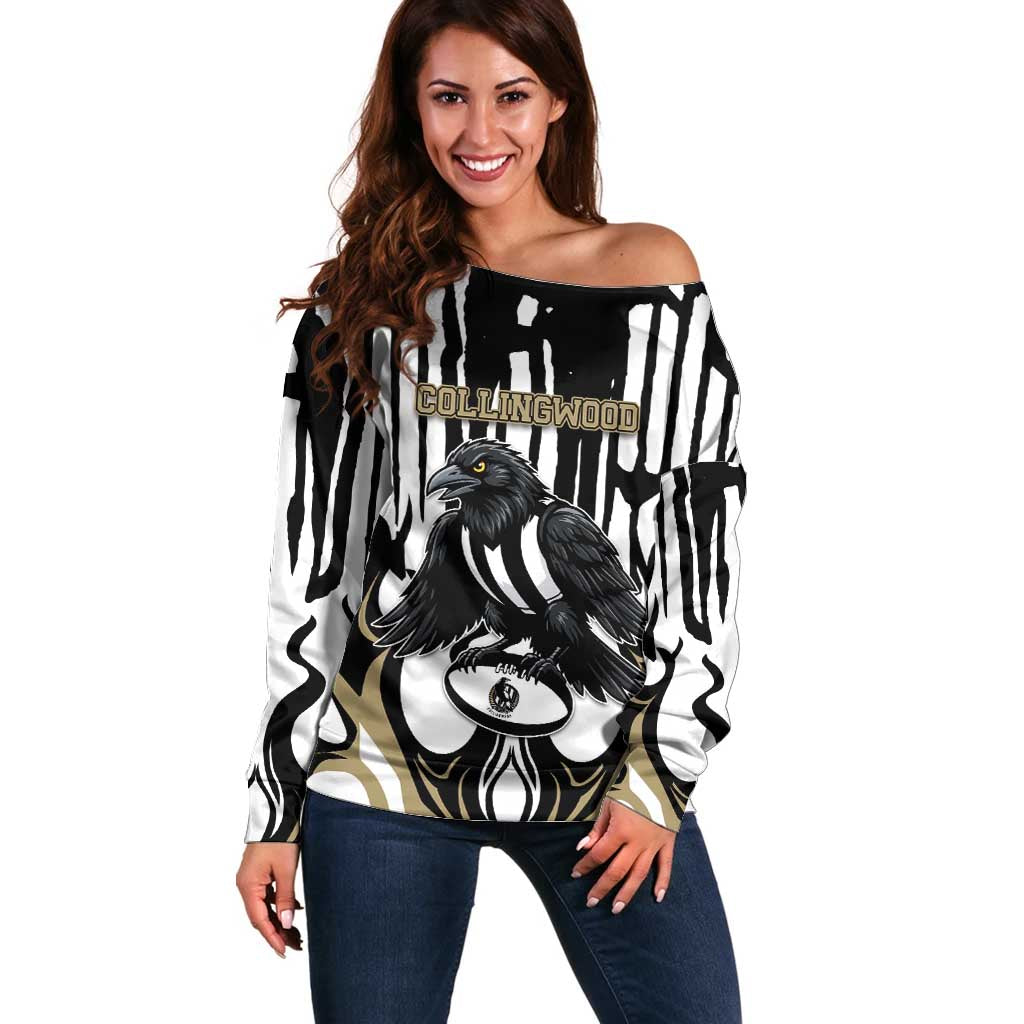 Custom Collingwood Black Off Shoulder Sweater Unique Style