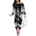 Custom Collingwood Black Off The Shoulder Long Sleeve Dress Unique Style