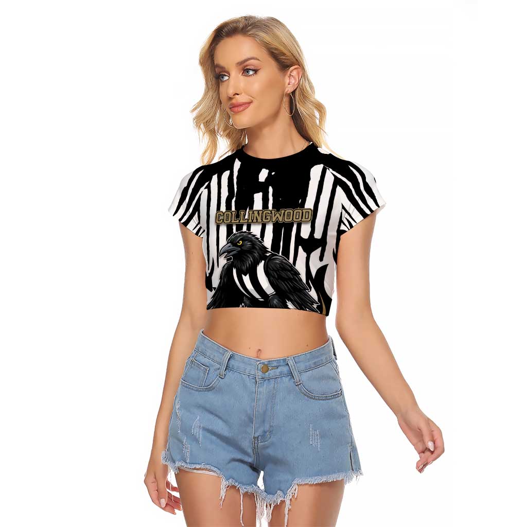 Custom Collingwood Black Raglan Cropped T Shirt Unique Style