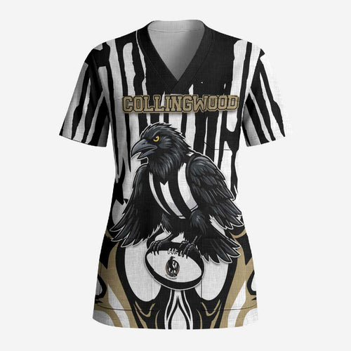 Custom Collingwood Black Scrub Top Unique Style
