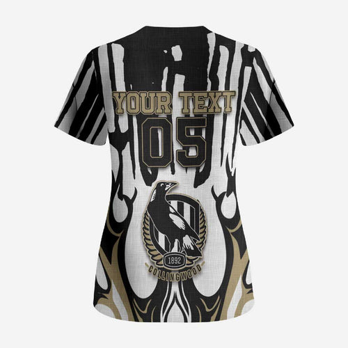 Custom Collingwood Black Scrub Top Unique Style
