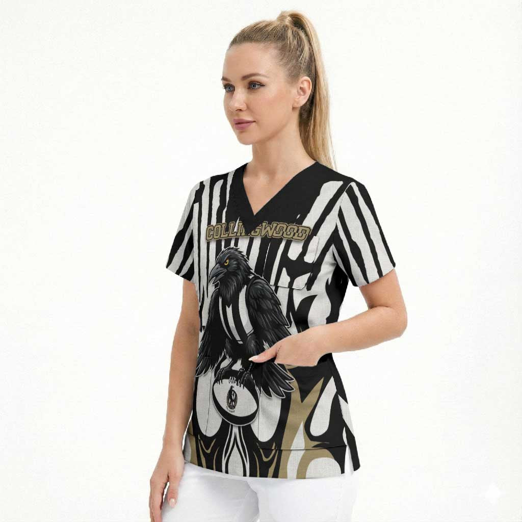 Custom Collingwood Black Scrub Top Unique Style