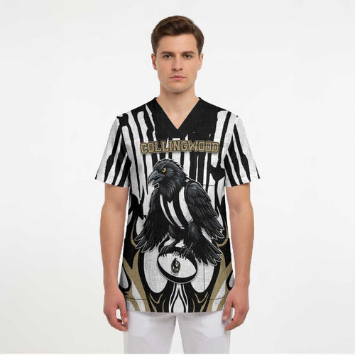 Custom Collingwood Black Scrub Top Unique Style