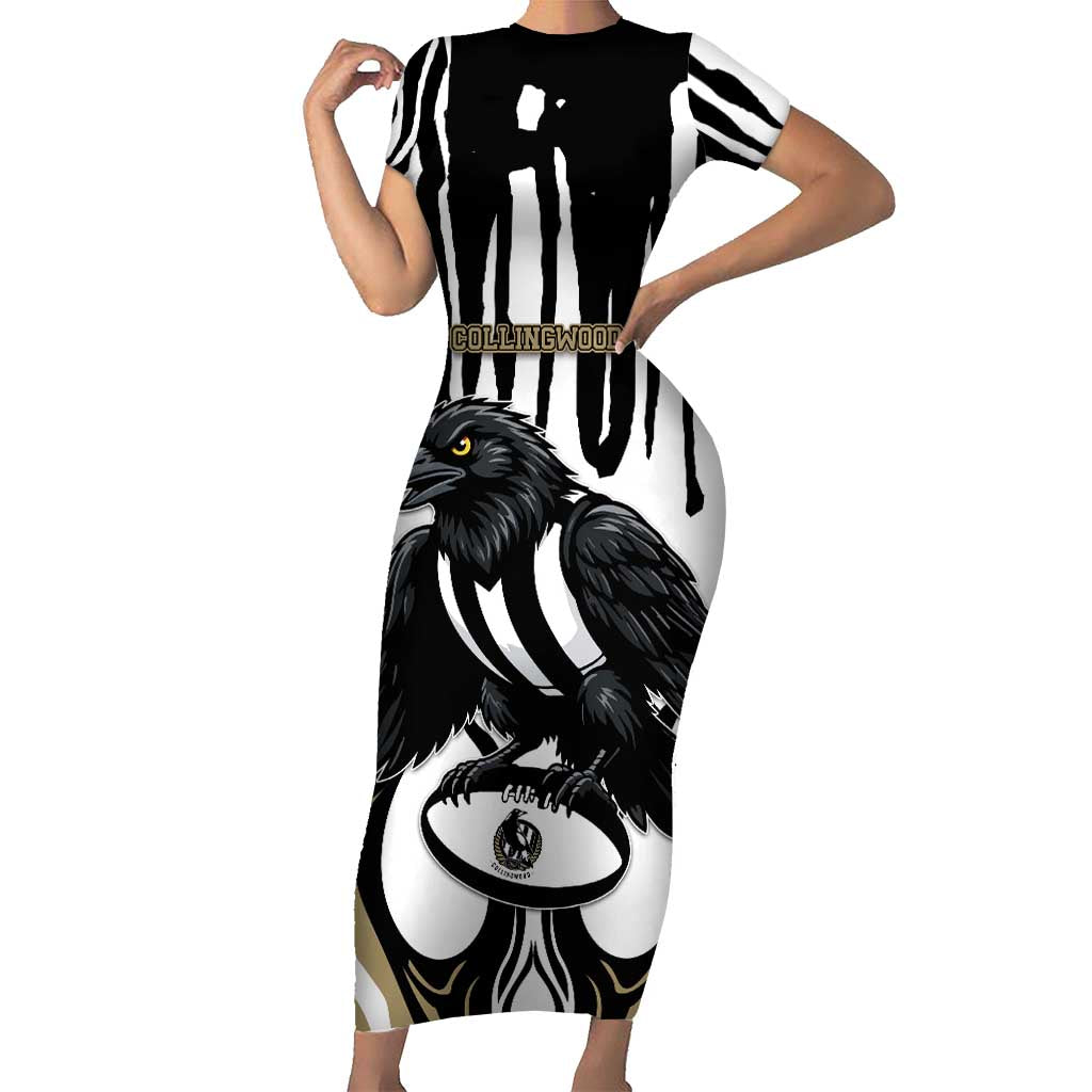 Custom Collingwood Black Short Sleeve Bodycon Dress Unique Style