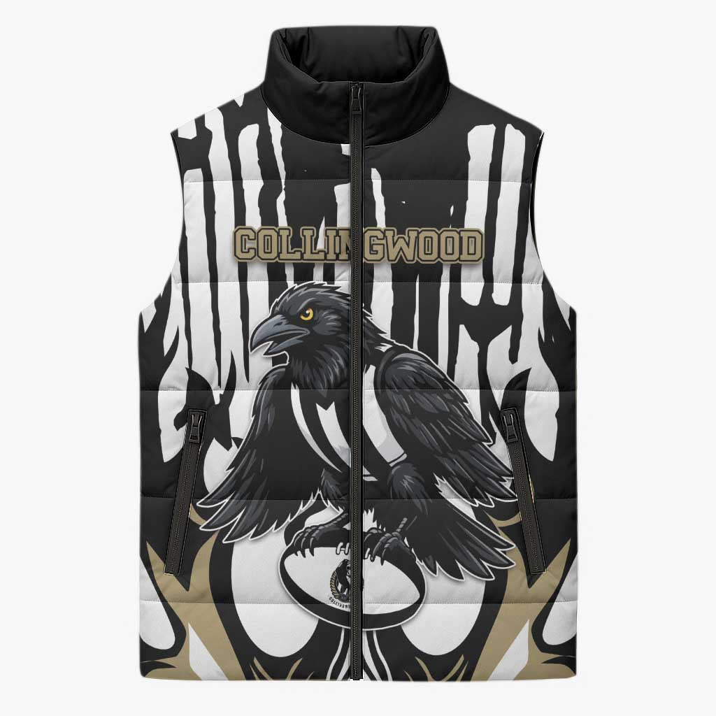 Custom Collingwood Black Sleeveless Puffer Jacket Unique Style