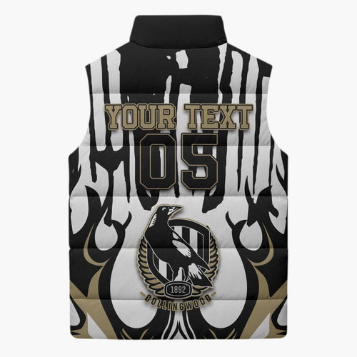 Custom Collingwood Black Sleeveless Puffer Jacket Unique Style