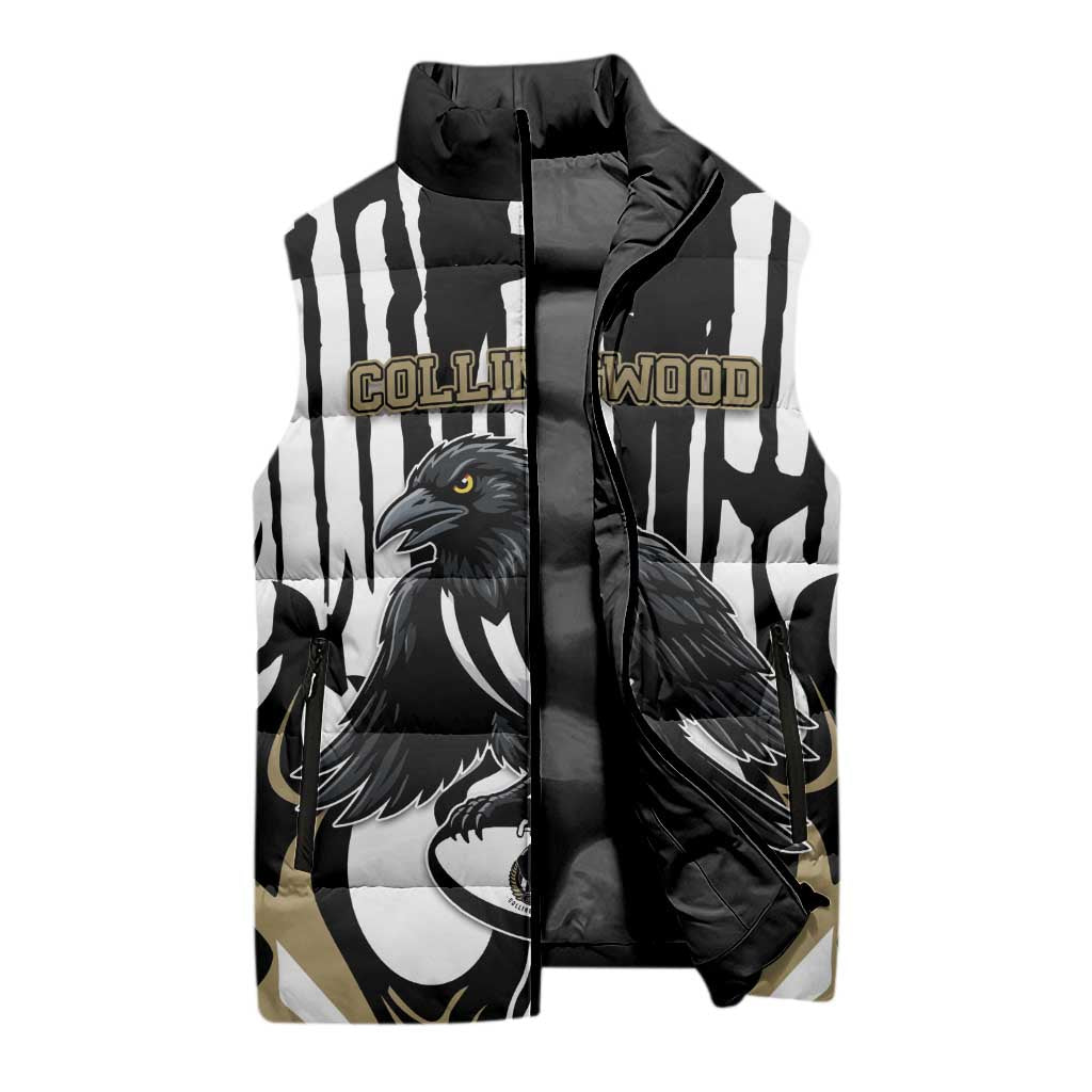 Custom Collingwood Black Sleeveless Puffer Jacket Unique Style