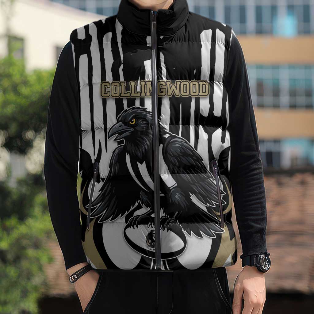Custom Collingwood Black Sleeveless Puffer Jacket Unique Style