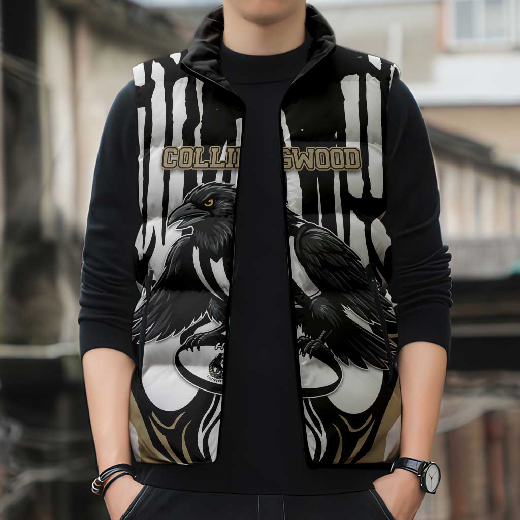 Custom Collingwood Black Sleeveless Puffer Jacket Unique Style