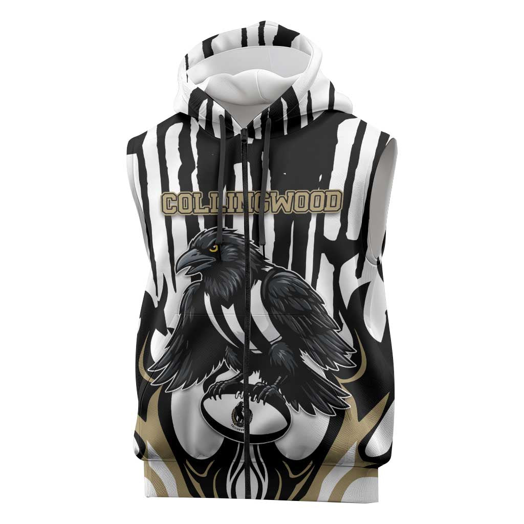 Custom Collingwood Black Sleeveless Zip Hoodie Unique Style
