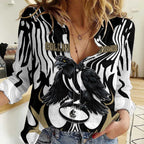 Custom Collingwood Black Women Casual Shirt Unique Style