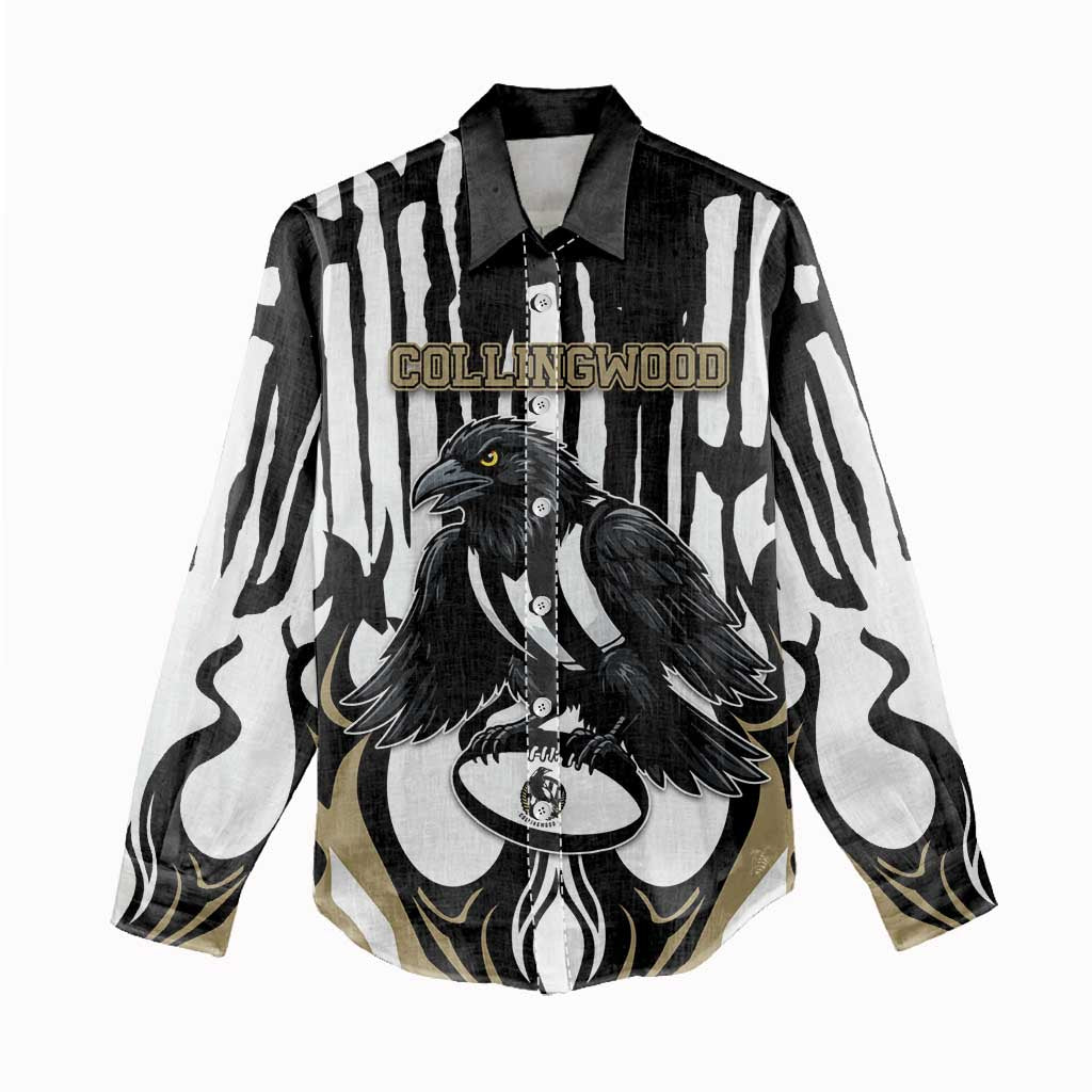Custom Collingwood Black Women Casual Shirt Unique Style