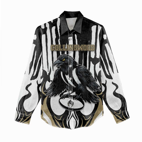 Custom Collingwood Black Women Casual Shirt Unique Style