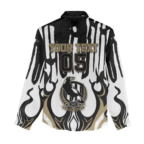 Custom Collingwood Black Women Casual Shirt Unique Style