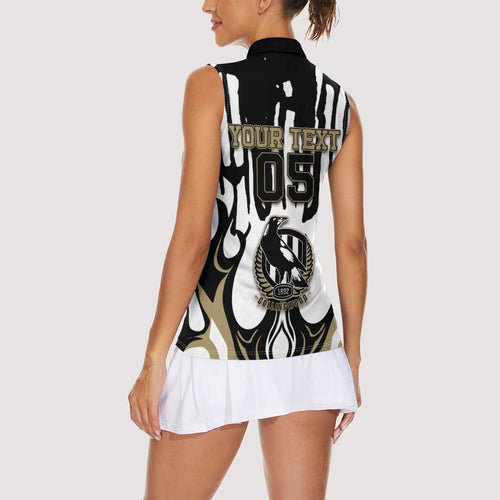 Custom Collingwood Black Women Sleeveless Polo Shirt Unique Style