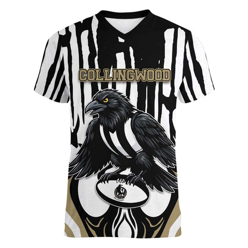 Custom Collingwood Black Women V-Neck T-Shirt Unique Style