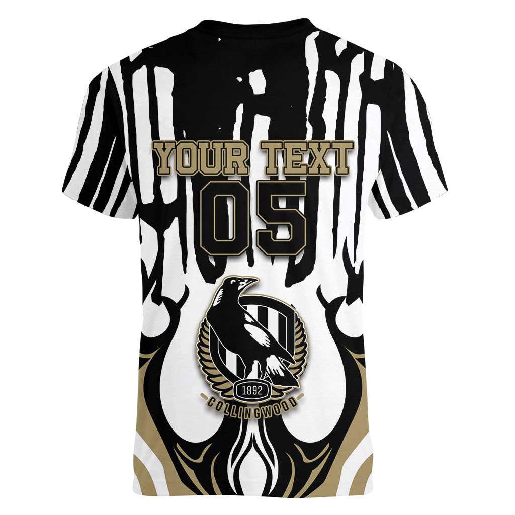 Custom Collingwood Black Women V-Neck T-Shirt Unique Style