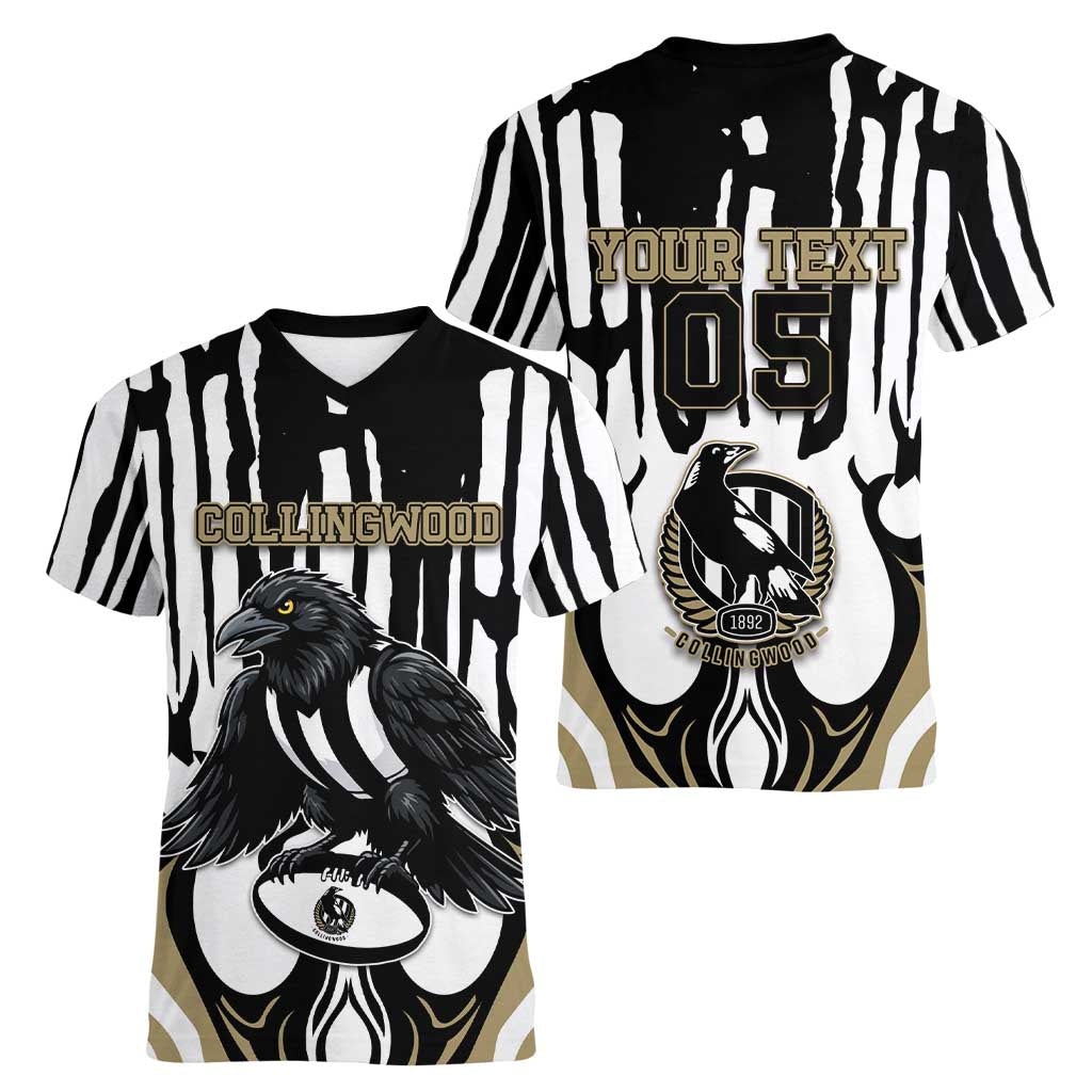 Custom Collingwood Black Women V-Neck T-Shirt Unique Style