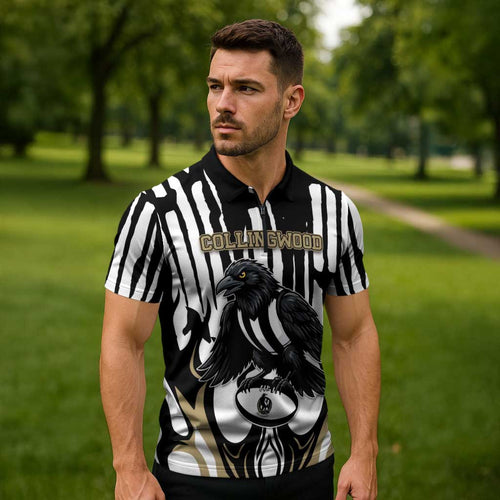 Custom Collingwood Black Zipper Polo Shirt Unique Style