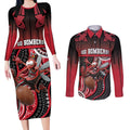 Custom Essendon Go Bombers Couples Matching Long Sleeve Bodycon Dress and Long Sleeve Button Shirt Don The Sash