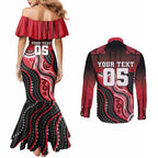 Custom Essendon Go Bombers Couples Matching Mermaid Dress and Long Sleeve Button Shirt Don The Sash