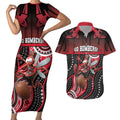 Custom Essendon Go Bombers Couples Matching Short Sleeve Bodycon Dress and Hawaiian Shirt Don The Sash