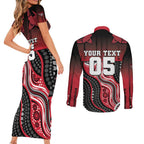 Custom Essendon Go Bombers Couples Matching Short Sleeve Bodycon Dress and Long Sleeve Button Shirt Don The Sash