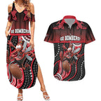 Custom Essendon Go Bombers Couples Matching Summer Maxi Dress and Hawaiian Shirt Don The Sash