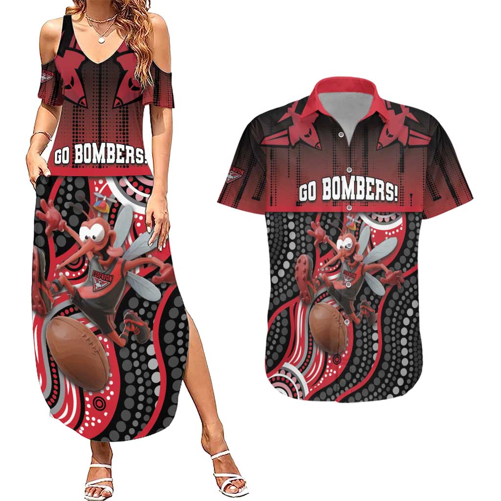 Custom Essendon Go Bombers Couples Matching Summer Maxi Dress and Hawaiian Shirt Don The Sash