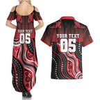 Custom Essendon Go Bombers Couples Matching Summer Maxi Dress and Hawaiian Shirt Don The Sash