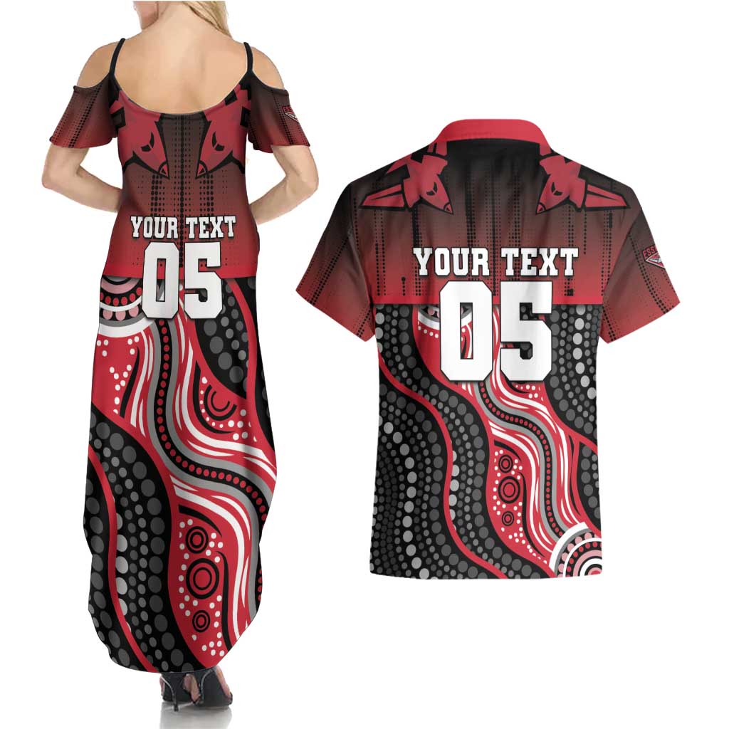 Custom Essendon Go Bombers Couples Matching Summer Maxi Dress and Hawaiian Shirt Don The Sash