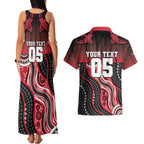 Custom Essendon Go Bombers Couples Matching Tank Maxi Dress and Hawaiian Shirt Don The Sash