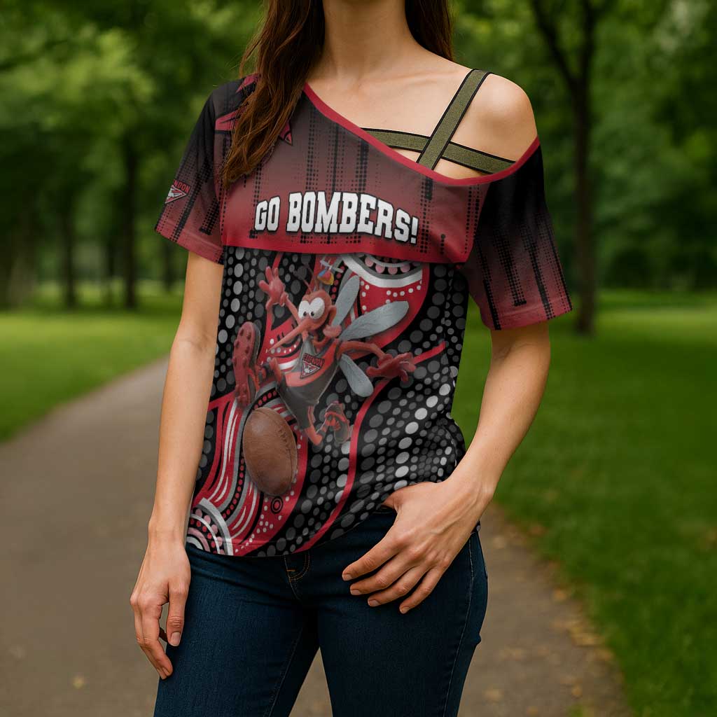 Custom Essendon Go Bombers Cross Shoulder Shirt Don The Sash