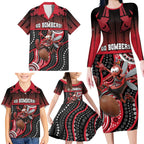 Custom Essendon Go Bombers Family Matching Long Sleeve Bodycon Dress and Hawaiian Shirt Don The Sash