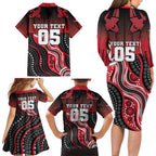 Custom Essendon Go Bombers Family Matching Long Sleeve Bodycon Dress and Hawaiian Shirt Don The Sash