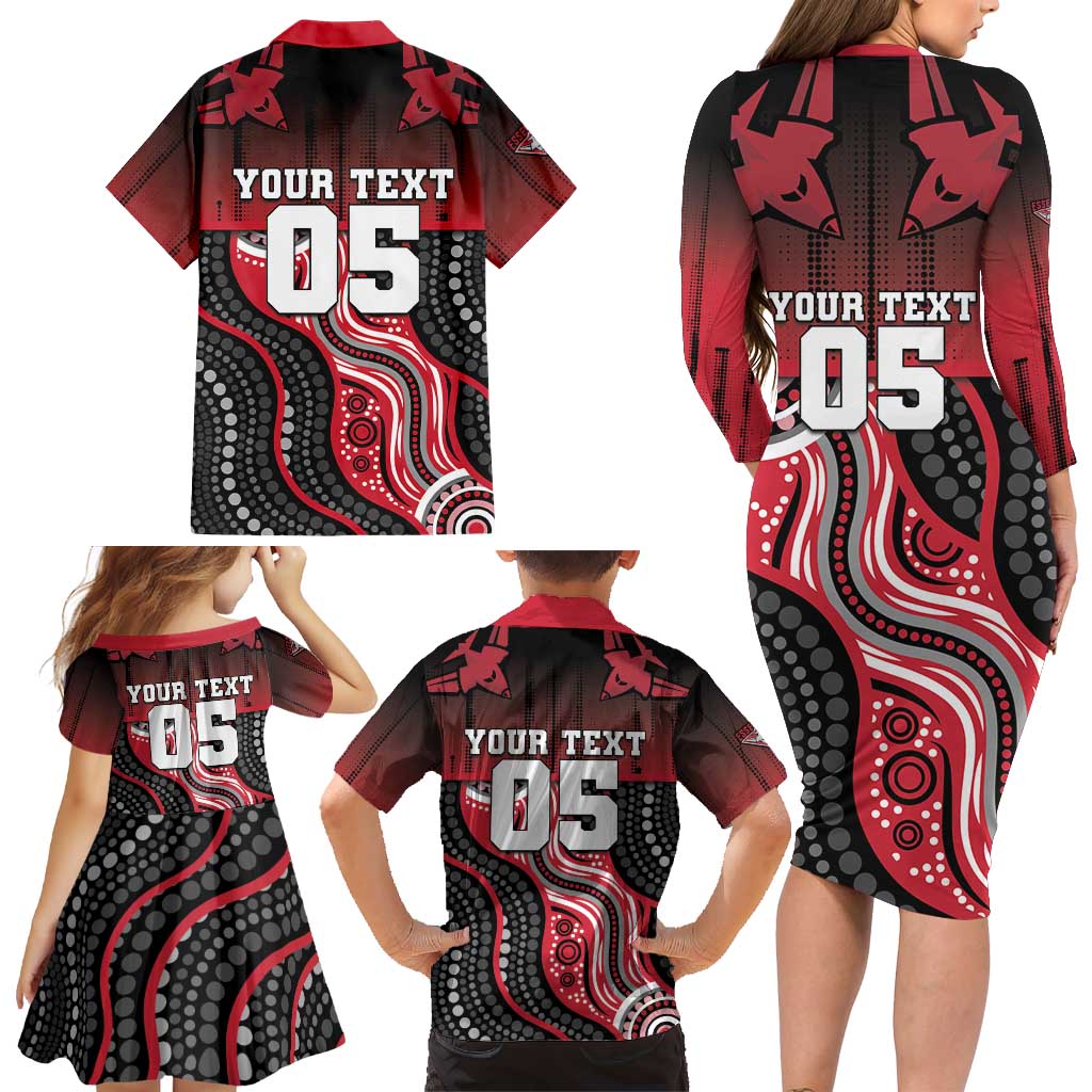 Custom Essendon Go Bombers Family Matching Long Sleeve Bodycon Dress and Hawaiian Shirt Don The Sash