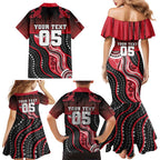 Custom Essendon Go Bombers Family Matching Mermaid Dress and Hawaiian Shirt Don The Sash