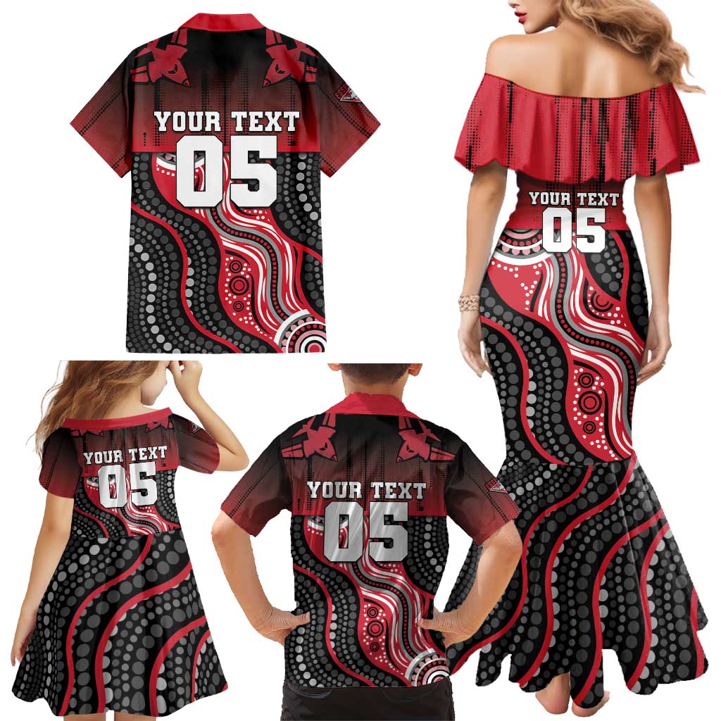 Custom Essendon Go Bombers Family Matching Mermaid Dress and Hawaiian Shirt Don The Sash