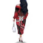 Custom Essendon Go Bombers Family Matching Off The Shoulder Long Sleeve Dress and Hawaiian Shirt Don The Sash