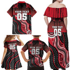 Custom Essendon Go Bombers Family Matching Off Shoulder Maxi Dress and Hawaiian Shirt Don The Sash