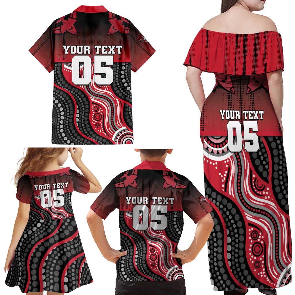 Custom Essendon Go Bombers Family Matching Off Shoulder Maxi Dress and Hawaiian Shirt Don The Sash