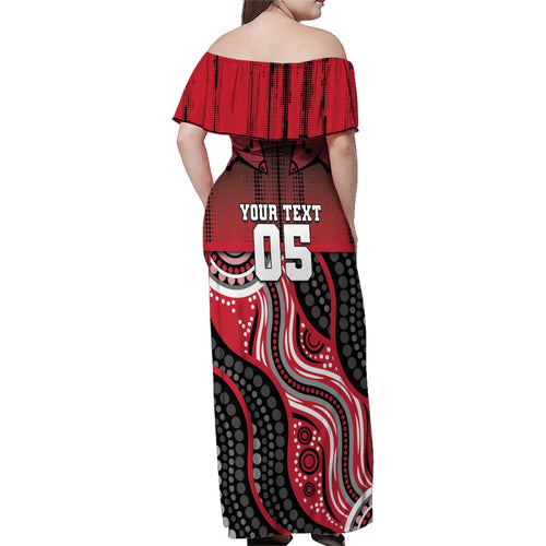 Custom Essendon Go Bombers Family Matching Off Shoulder Maxi Dress and Hawaiian Shirt Don The Sash