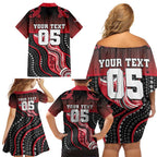 Custom Essendon Go Bombers Family Matching Off Shoulder Short Dress and Hawaiian Shirt Don The Sash