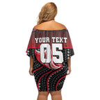 Custom Essendon Go Bombers Family Matching Off Shoulder Short Dress and Hawaiian Shirt Don The Sash